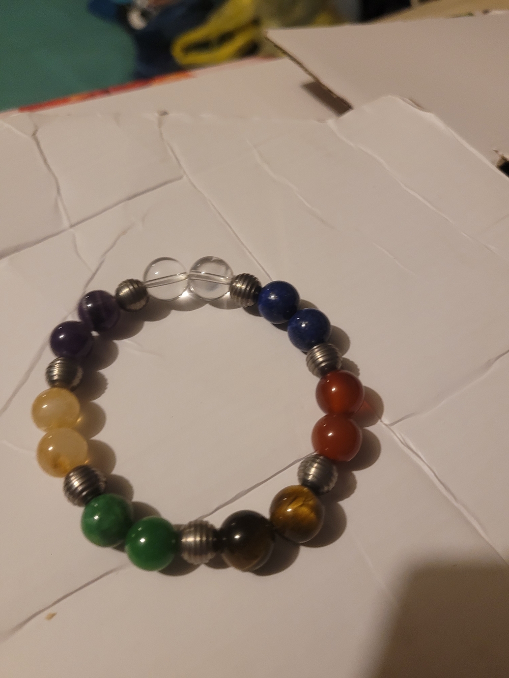 Multicolor Chakra Beaded Stretch Bracelet - Unbranded